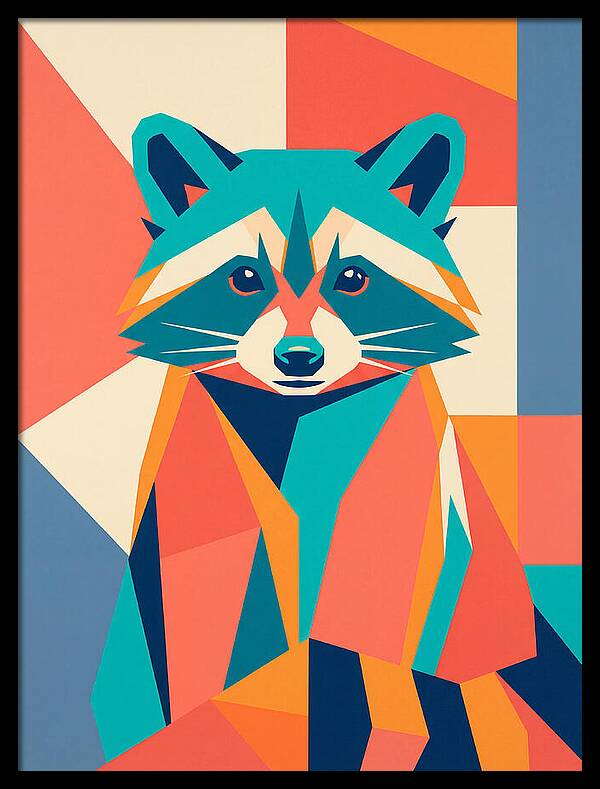 Raccoon In Vibrant Geometry