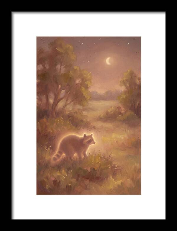 Raccoon Under Moonlight
