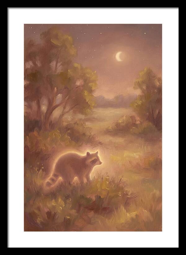 Raccoon Under Moonlight