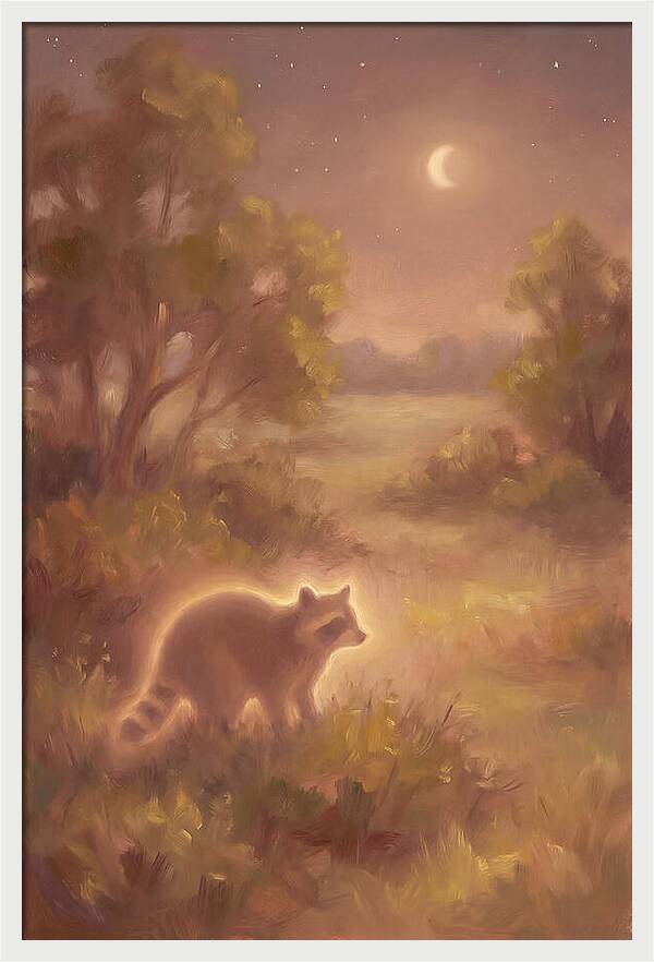 Raccoon Under Moonlight