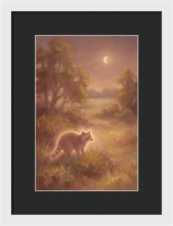 Raccoon Under Moonlight