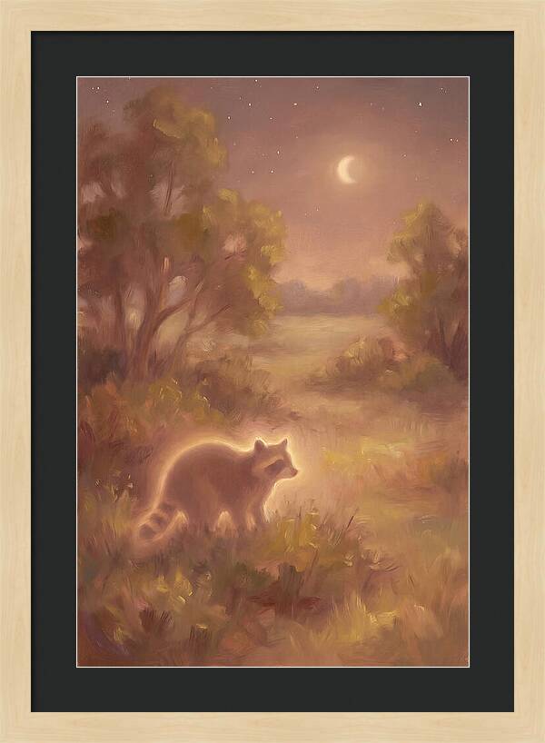 Raccoon Under Moonlight