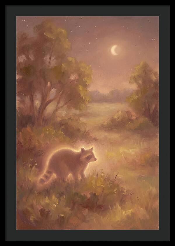 Raccoon Under Moonlight
