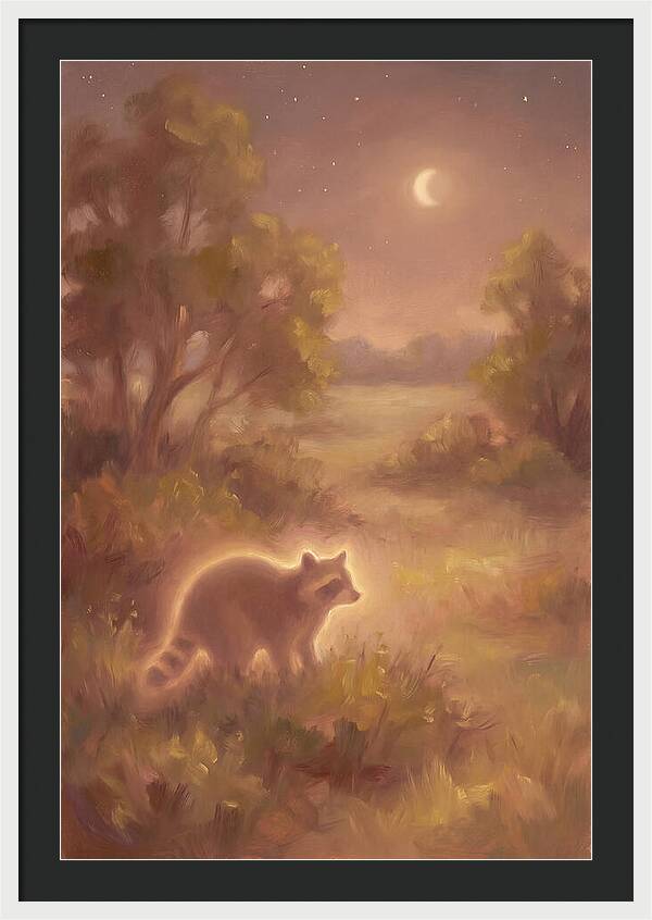 Raccoon Under Moonlight