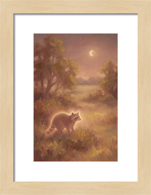 Raccoon Under Moonlight