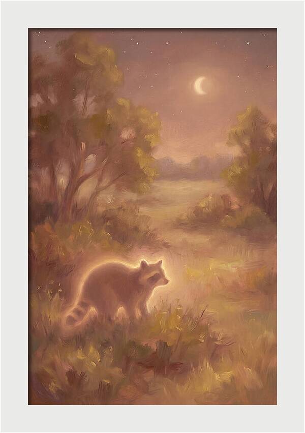 Raccoon Under Moonlight