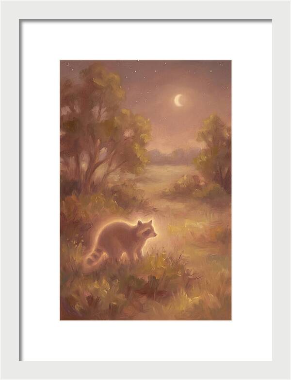 Raccoon Under Moonlight