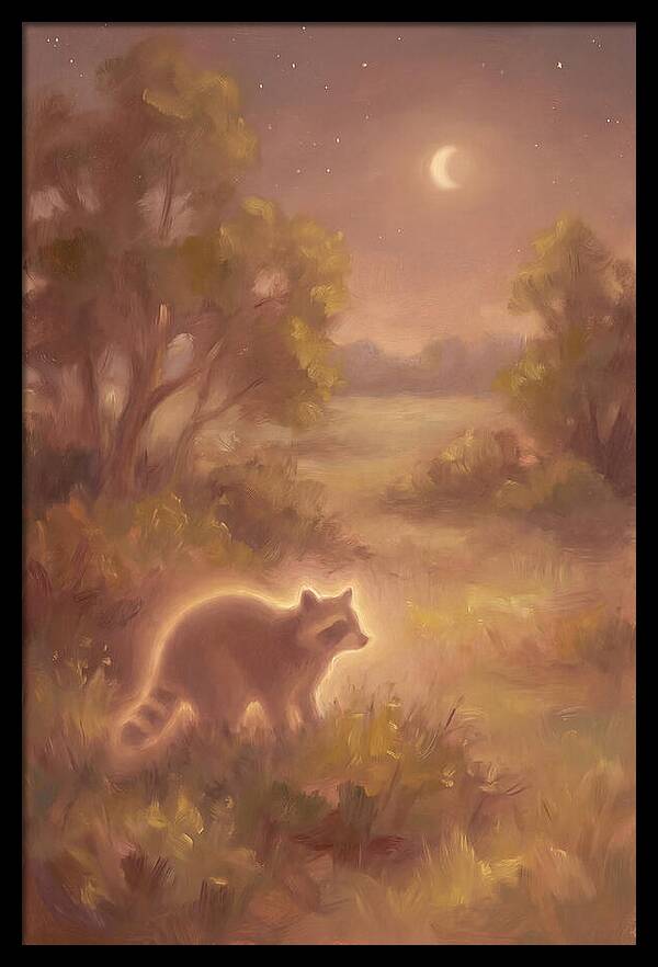 Raccoon Under Moonlight