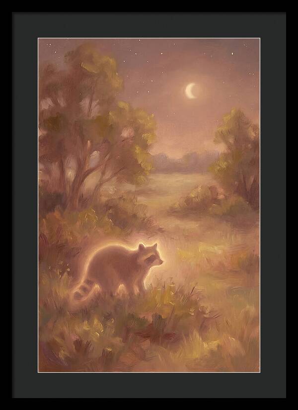 Raccoon Under Moonlight