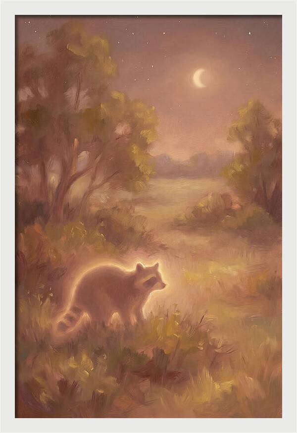 Raccoon Under Moonlight