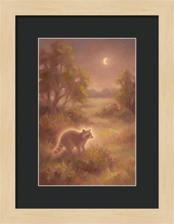 Raccoon Under Moonlight