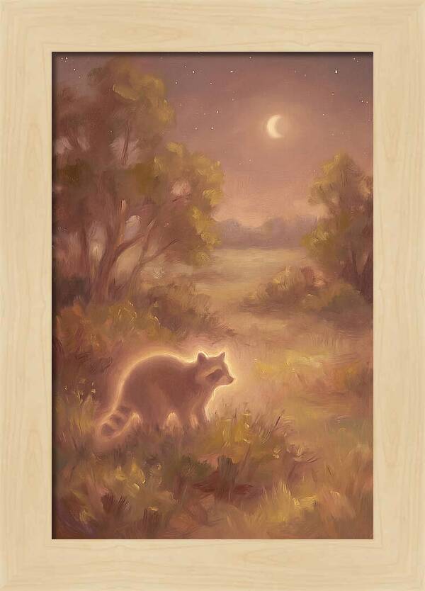 Raccoon Under Moonlight