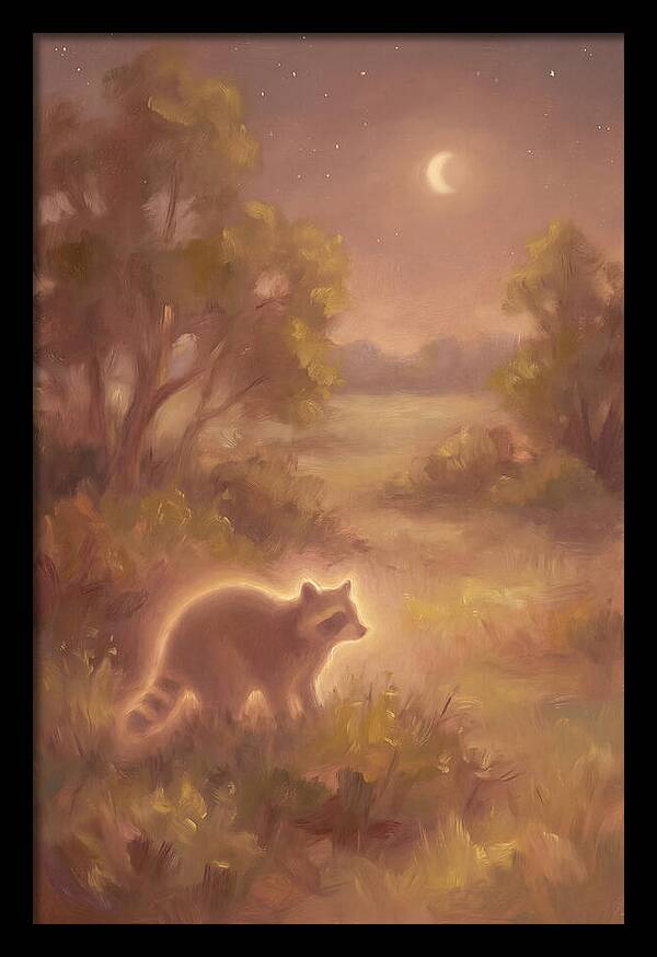 Raccoon Under Moonlight