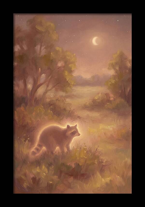 Raccoon Under Moonlight