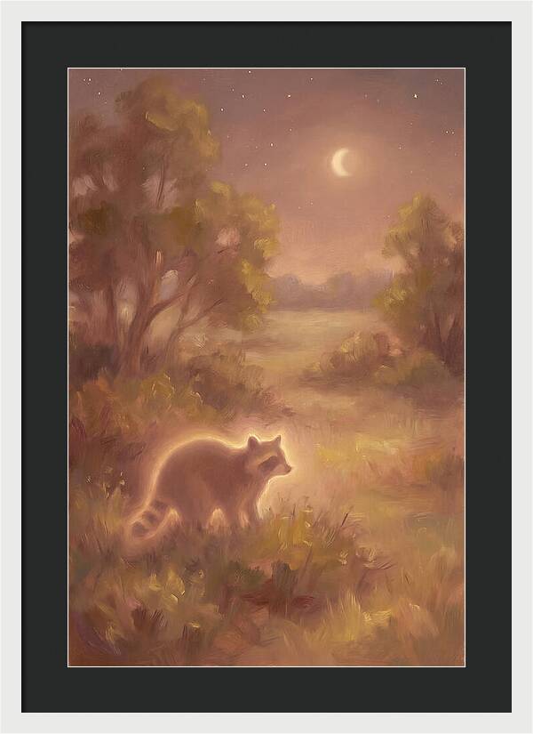 Raccoon Under Moonlight