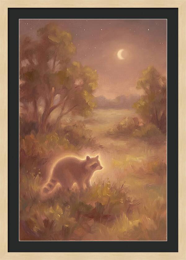 Raccoon Under Moonlight