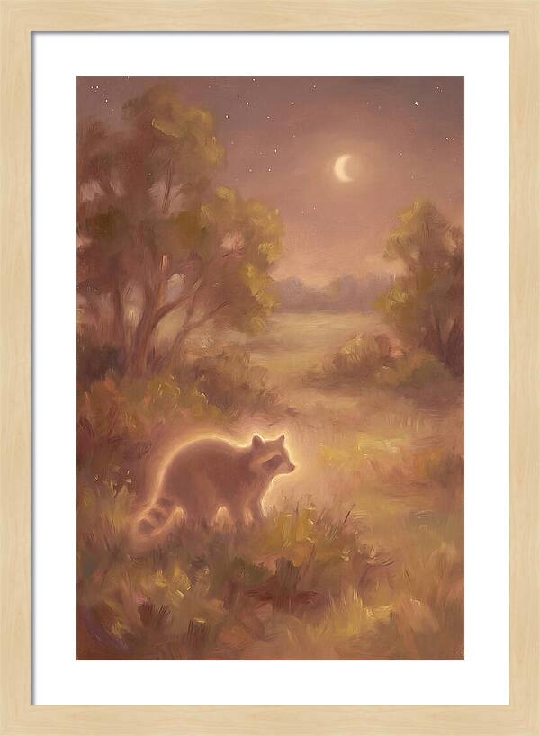 Raccoon Under Moonlight