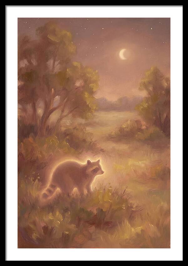 Raccoon Under Moonlight