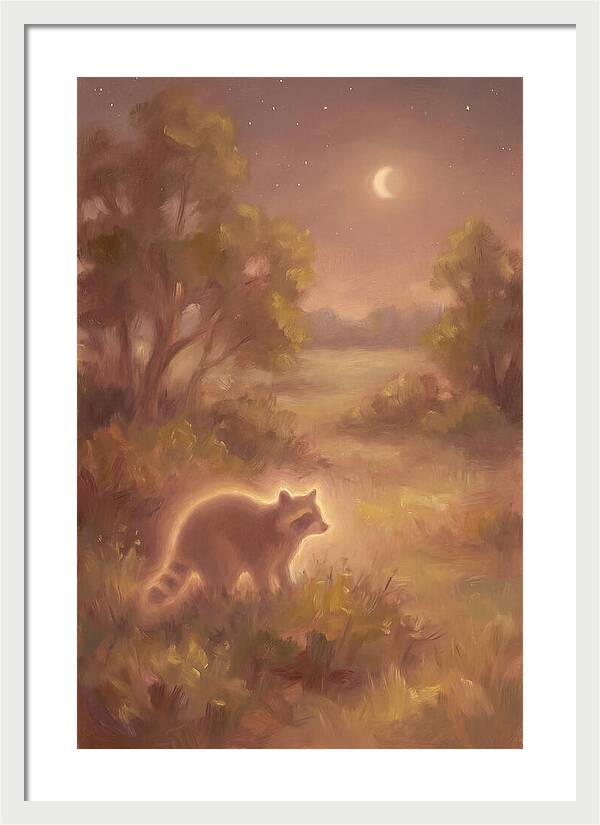 Raccoon Under Moonlight