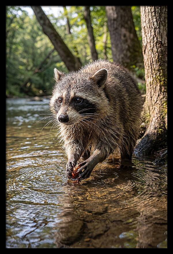 Raccoon Washing Food