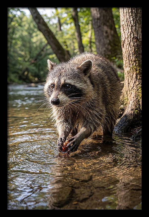 Raccoon Washing Food