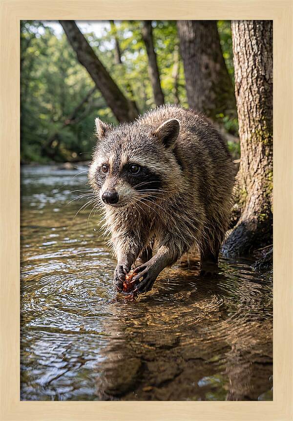 Raccoon Washing Food