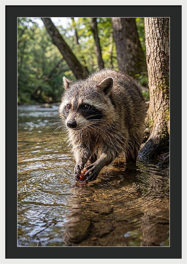 Raccoon Washing Food