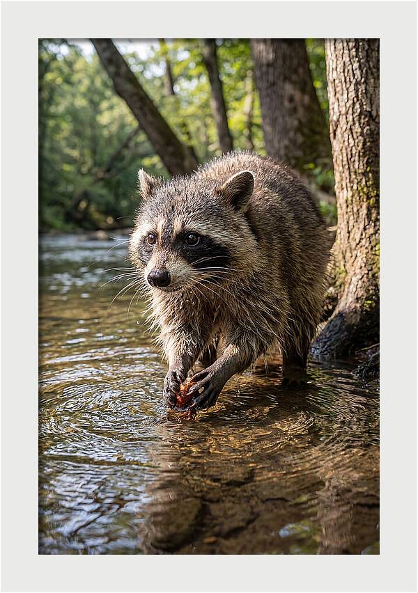 Raccoon Washing Food