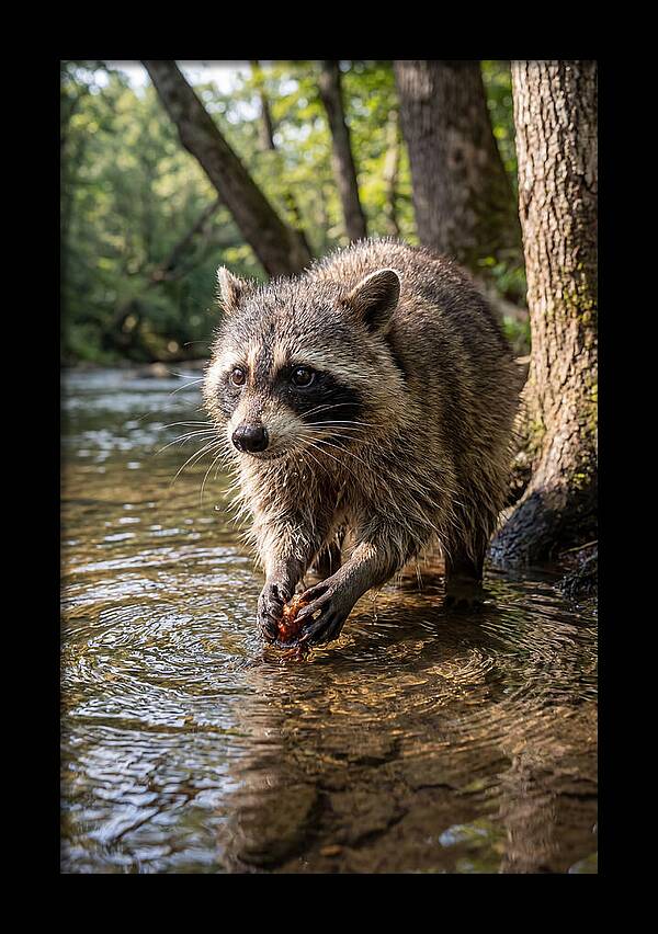 Raccoon Washing Food