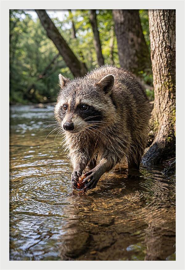 Raccoon Washing Food
