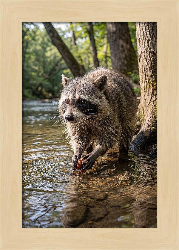 Raccoon Washing Food