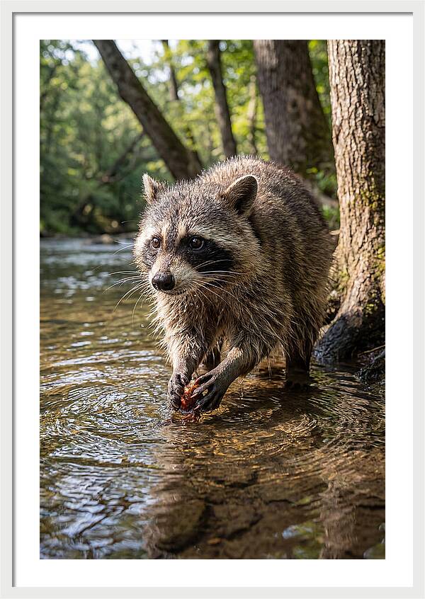 Raccoon Washing Food