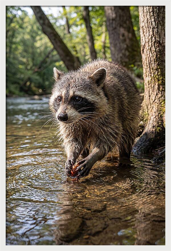 Raccoon Washing Food