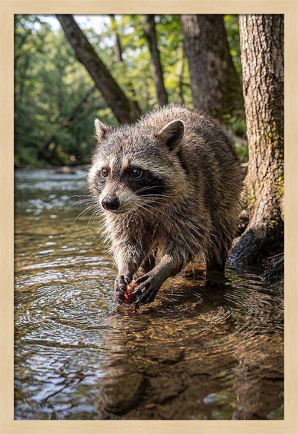 Raccoon Washing Food