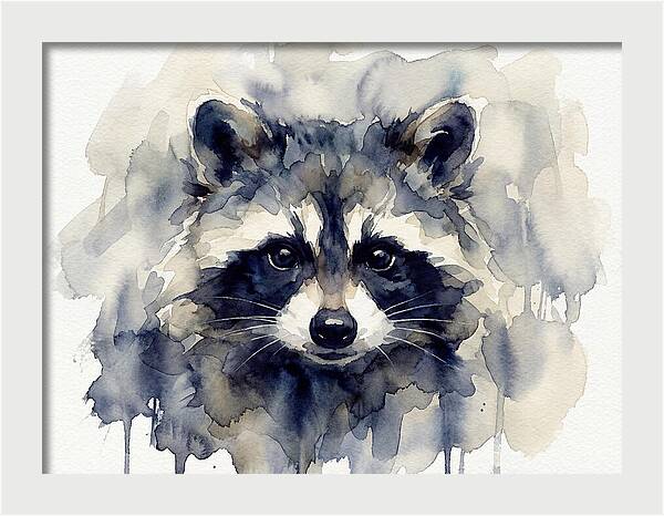 Raccoon Watercolor Portrait