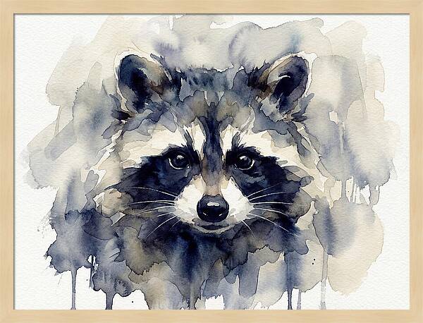 Raccoon Watercolor Portrait