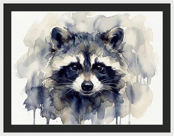 Raccoon Watercolor Portrait