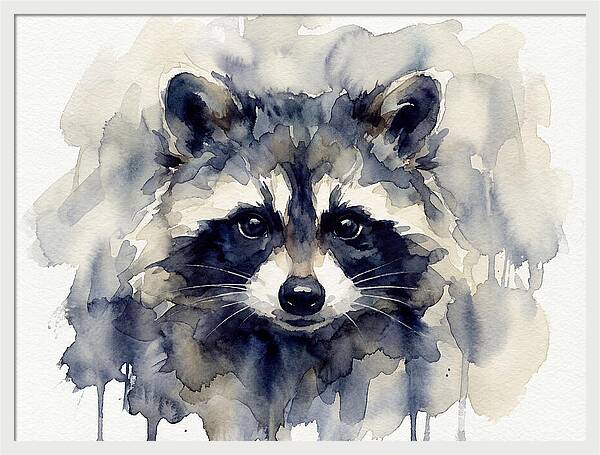 Raccoon Watercolor Portrait