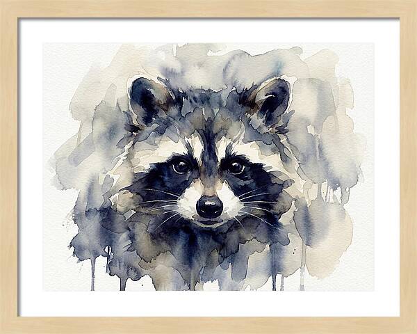 Raccoon Watercolor Portrait