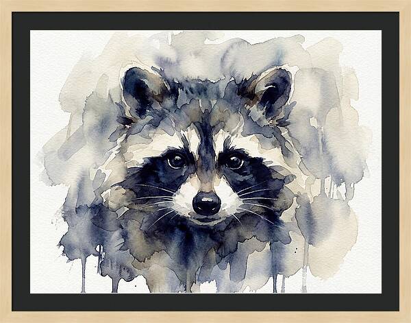 Raccoon Watercolor Portrait