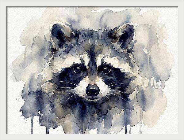 Raccoon Watercolor Portrait