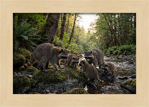 Raccoons Under The Moonlight