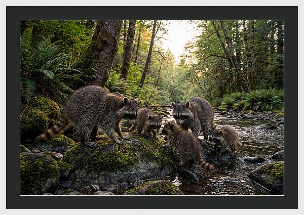 Raccoons Under The Moonlight