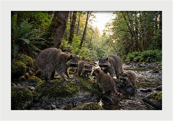 Raccoons Under The Moonlight