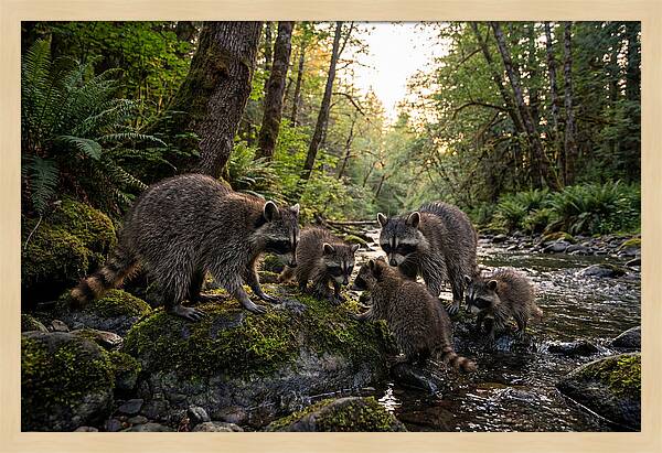 Raccoons Under The Moonlight