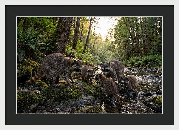 Raccoons Under The Moonlight
