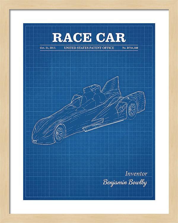 Race Car Blueprint Patent Usd714188s1