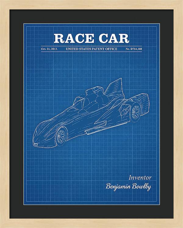 Race Car Blueprint Patent Usd714188s1