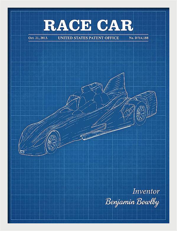 Race Car Blueprint Patent Usd714188s1