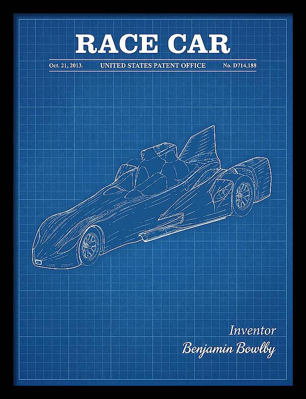 Race Car Blueprint Patent Usd714188s1